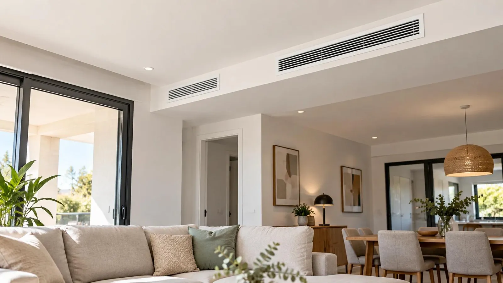 Ducted reverse cycle heating and cooling